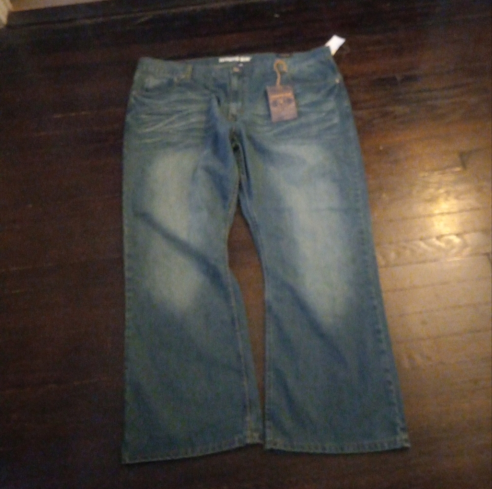 FlyPaper Blue Color Men Bootcut Jeans Size 46X30 Brand New Cozy Casual Outdoors